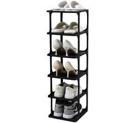Taylor & Brown 6 Tier Vertical Narrow Shoe Rack for Hallway Shoe Storage Unit Holder Footwear Organiser for Closet Entryway Living Room Plastic Shoe Cabinet Wardrobe Shelves Shoe Stand (Black)