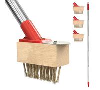 Taylor & Brown 61" Long Handle Weed Moss Remover Tool with V-shaped Wire Brush & Blade Scraper Deck Crevice Cleaning Tool for Block Paving, Garden Path, Patio, Driveway - 3 Brush Heads