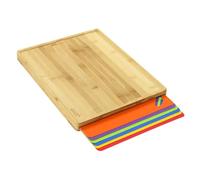 Taylor & Brown 7 in 1 Large Bamboo Chopping Board Set with 6 Color-Coded Flexible Plastic Chopping Mats, Wooden Kitchen Cutting Boards with Food Icons, Non-Toxic & Dishwasher Safe