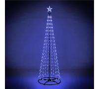 Taylor & Brown 7FT Christmas Cone Tree Cool White Light Up Indoor Outdoor Decoration Micro LED Pyramid Christmas Tree with Light-Up Star Tree Topper Mains Powered