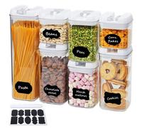 Taylor & Brown 7Pc Airtight Food Storage Container Set Clear, With Labels & Marker Ideal For Flour, Cereal, Pasta & More