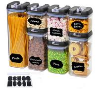 Taylor & Brown 7Pc Clear Airtight Food Storage Containers Set With Labels & Marker - Kitchen Pantry Organizers For Flour & Cereal