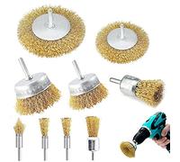 Taylor & Brown 9pc Wire Brushes Drills Set, Brass Coated Wire Brush Wheel, Cup Brush and Tube Brush Kit, 9 Sizes Metal Brushes with 1/4 Inch Shank for Cleaning Rust, Removing Paint and Cleaning Wood