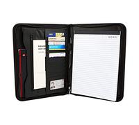 Taylor & Brown A4 Zipped Conference Folder Business Executive Faux PU Leather Document Padfolio Case Bag Portfolio Oragniser 11 Card Pocket Pen Holder Paper Pad