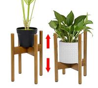 Taylor & Brown Adjustable Plant Pot Stand, 22-28.5cm Bamboo Wood Tall Plant Holder for Indoor Outdoor Use, Modern Mid Century Extendable Flower Stand, Brown
