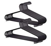 Taylor & Brown Adult Plastic Coat Hangers - 100pk, Black Colour, Strong Clothes Hangers for Clothes Rail & Closet, Clothing Hanger with Suit Pants Trouser Bar and Clips, Space Saving, 37.5 cm Wide