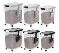 Taylor & Brown Airtight Pet Food Storage Container With Plastic Measuring Scoop Treats For Pet Dog Cat Animal Dry Food Dispenser With Casters (Black, 30 Litre)