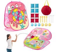 Taylor & Brown Bean Bag Toss Game Outdoor Toys for Kids, Double-Sided Foldable Cornhole Board Backyard Beach Yard for Toddler, Outside Lawn Party Activities Toy Gift for Boys Girls Age 3+ (Pink)