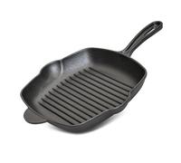 Taylor & Brown Black Cast Iron Square Griddle, 10" Frying Pan, Pre-Seasoned Non-Stick Pan for All Hob Types, Oven Safe Heavy Duty Skillet with Pouring Lip & Ridged Surface