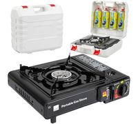 Taylor & Brown Black Portable Camping Stove with Cary Case & 4 Butane Gas | EN417 Compliant Premium Camping Stove Gas Portable | with Automatic Ignition & Heat Control
