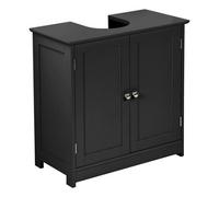 Taylor & Brown Black Wooden Under Sink Bathroom Cabinet With Shelf, Free Standing Storage Cupboard, 60X30X60Cm