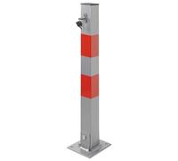 Taylor & Brown Car Parking Space Lock Bollard, Grey and Red Lockable Fold Down Car Parking Barrier Post, Private Car Park Driveway Guard Saver Blocker, Upper Lock, 65cm Height