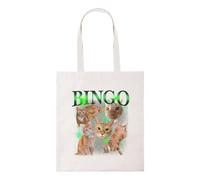 Taylor Brown Cat bingo, cats animal pet pets comedy humour novelty meme iconic tote bag cotton shopper shopping reusable bags