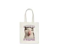 Taylor Brown Cat Meme Certified Freak eat Cement Cursed Cat novelty meme brainrot humerous reusable shopping bags cotton shopper tote bag
