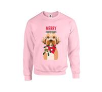 Taylor Brown Cavapoo merry christmas, xmas festive novelty dog dogs poodle cute Unisex Funny Adults Sweatshirt Jumper Baby Pink
