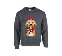 Taylor Brown Cavapoo merry christmas, xmas festive novelty dog dogs poodle cute Unisex Funny Adults Sweatshirt Jumper Dark Heather