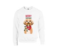 Taylor Brown Cavapoo merry christmas, xmas festive novelty dog dogs poodle cute Unisex Funny Adults Sweatshirt Jumper White