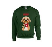 Taylor Brown Cavapoo merry christmas, xmas festive novelty dog dogs poodle cute Unisex Funny Adults Sweatshirt Jumper Forest Green