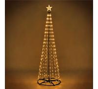 Taylor & Brown Christmas Cone Tree Light Up Indoor Outdoor Decoration Micro LED Pyramid Christmas Tree with Light-Up Star Tree Topper Mains Powered (Warm White, 7FT)