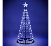 Taylor & Brown Christmas Cone Tree Light Up Indoor Outdoor Decoration Micro LED Pyramid Christmas Tree with Light-Up Star Tree Topper Mains Powered (Cool White, 5FT)