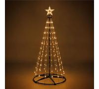 Taylor & Brown Christmas Cone Tree Light Up Indoor Outdoor Decoration Micro LED Pyramid Christmas Tree with Light-Up Star Tree Topper Mains Powered (Warm White, 5FT)