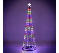 Taylor & Brown Christmas Cone Tree Light Up Indoor Outdoor Decoration Micro LED Pyramid Christmas Tree with Light-Up Star Tree Topper Mains Powered (Multi, 7FT)