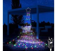 Taylor & Brown Christmas Lights, 320 LED 8 Modes 11ft x 8 Strands String Fairy Light with Star Topper Cone Tree Decoration Waterfall for Xmas, Birthday, Holiday, Wedding, Party Decor (Multi Colour)