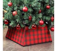 Taylor & Brown Christmas Tree Skirt Square Stand Base Xmas Natural Folding Collar Basket Cover Decoration Tidy Home Decor 48 x 48 x 25cm, Red & Black Plaid