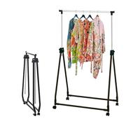 Taylor & Brown Chrome Metal Rail Rack - Adjustable Height Portable Garment Rack on Castor Rolling Wheels - Superior Foldable Storage Display Stand - Clothing Hanging Clothes Rails Rack for Bedroom