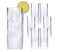 Taylor & Brown Clear Crystal Effect Plastic Highball Whiskey Wine Champagne Flute Glasses Drinks Cups Reusable for Parties, Weddings, Outdoor Events, BBQ and Picnics (12, Highball)