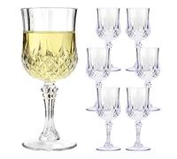 Taylor & Brown Clear Crystal Effect Plastic Highball Whiskey Wine Champagne Flute Glasses Drinks Cups Reusable for Parties, Weddings, Outdoor Events, BBQ and Picnics (6, Wine)