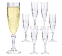 Taylor & Brown Clear Crystal Effect Plastic Highball Whiskey Wine Champagne Flute Glasses Drinks Cups Reusable for Parties, Weddings, Outdoor Events, BBQ and Picnics (24, Champagne Flute)