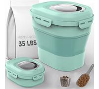 Taylor & Brown Collapsible Airtight Pet Food Storage Container With Measuring Cup & Plastic Scoop Treats For Pet Dog Cat Animal Dry Food Dispenser With Wheels (Green)