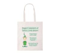 Taylor Brown Complaints of santas little helpers, christmas xmas festive winter novelty humrous fun pun cotton shopper bag tote bag reusable bags