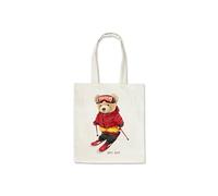 Taylor Brown Cute bear on skis, ski on snowy snow mountains slopes apres cute cool trendy tote bag cotton shopper shopping bags reusable