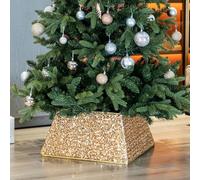 Taylor & Brown Dazzling Sequin Square Christmas Tree Skirt Stand Base Xmas Natural Folding Collar Basket Cover Decoration Tidy Home Decor 48 x 48 x 25cm (Gold)