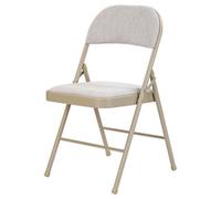 Taylor & Brown Deluxe Fabric Padded Folding Chairs With Metal Frame And Folding Backrest For Home, Garden, Office - Beige