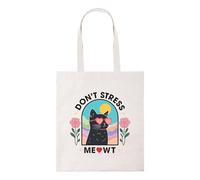 Taylor Brown Don't stress meowt cat cats kitten tote bag cotton shopper shopping bag reusbale bags trending trend iconic icon meme memes funny fun joke