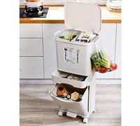 Taylor & Brown Dry and Wet Separation Trash Can, Vertical Waste Separation System with Wheels, Recycling Pedal Bin for Kitchen Waste with Large Recycle Compartments, Rubbish Trash Garbage Can (42L)