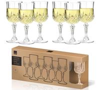 Taylor & Brown Durable 6 Pack Clear Crystal Effect Wine Glasses with Stem - 200ml Plastic Red and White Wine Transparent Glasses Drinking Drinks Cups Reusable