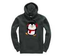 Taylor Brown Ear muff scarf penguin, cute animals cold Unisex Funny Kids Hoodie Jumper Forest Green