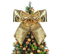 Taylor & Brown Extra Large Gold Christmas Bow 60x70cm - Shiny Metallic Fabric Decorative Bow for Xmas Tree Topper, Front Door & Wreath - Luxury Festive Gold Bow Decoration