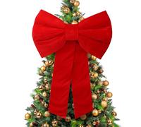 Taylor & Brown Extra Large Red Christmas Bow 80x120cm - Velvet Fabric Decorative Bow for Xmas Tree Topper, Front Door & Wreath - Luxury Festive Bow Decoration