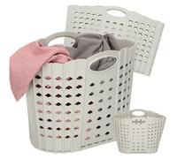 Taylor & Brown Flat Easy Store Collapsible Plastic Laundry Basket Foldable Pop Up Clothes Hamper with Handles Portable Space Saving Washing Baskets, Grey