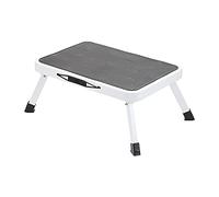 Taylor & Brown Folding Step Stool Portable Lightweight Steel Step Ladder with Non Skid Rubber Platform One Step Easy to Store Foldable Design Ideal for Home/Kitchen/Garage/Caravan (White)
