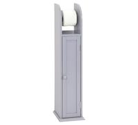 Taylor & Brown Free Standing Tall Wooden Toilet Paper Roll Holder Bathroom Cabinet Tissue Storage Cupboard Stand with Shelf, Grey W18cm x D20cm x H79cm