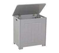 Taylor & Brown Freestanding Wooden Bathroom Laundry Hamper Cabinet Storage Cupboard Clothes Chest Bin Wooden Basket Organiser Unit, 51cm x 40cm x 51cm (Grey)