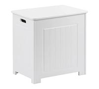 Taylor & Brown Freestanding Wooden Bathroom Laundry Hamper Cabinet Storage Cupboard Clothes Chest Bin Wooden Basket Organiser Unit, White 51cm x 40cm x 51cm