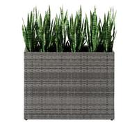 Taylor & Brown Grey Rattan Wicker Planter, Tall Rectangular With Removable Liner, Large Indoor Outdoor Flower Pot 61X81X28Cm