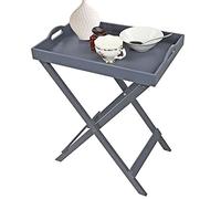 Taylor & Brown Grey Wooden Folding Butler Tray Tables Portable Breakfast Dinner Serving Laptop Tray Side End Table Space Saving Design Compact Foldable